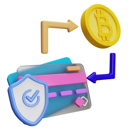 Conversion sécurisée de bitcoins  3D Illustration