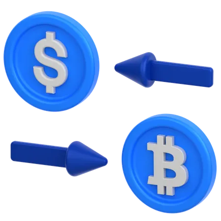 Conversion d'une pièce de monnaie en dollar en Bitcoin  3D Icon