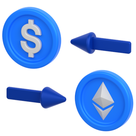 Conversion d'une pièce de monnaie en dollar en Ethereum  3D Icon