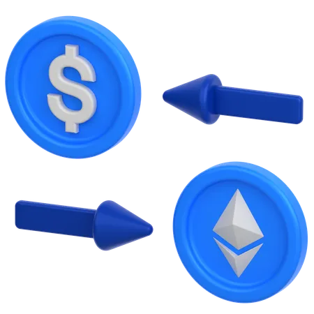 Conversion d'une pièce de monnaie en dollar en Ethereum  3D Icon