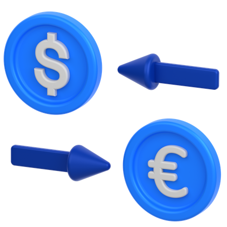 Conversion d'un dollar en euro  3D Icon