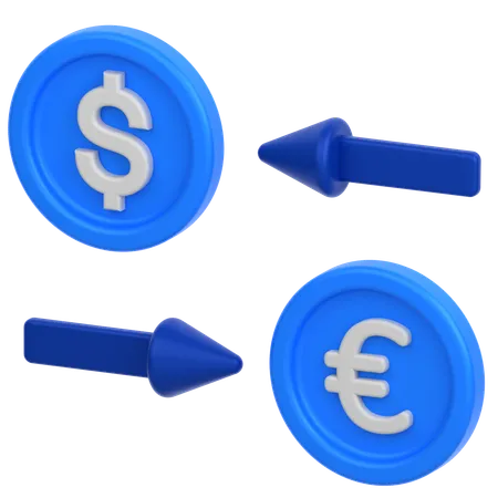 Conversion d'un dollar en euro  3D Icon