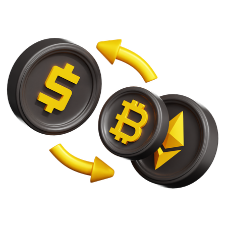 Conversión de ethereum bitcoin  3D Icon
