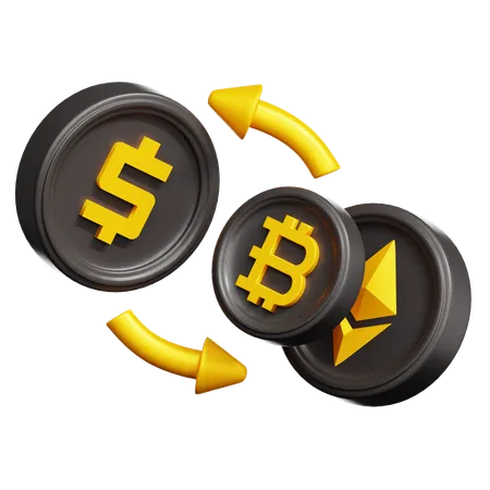 Conversion ethereum-bitcoin  3D Icon