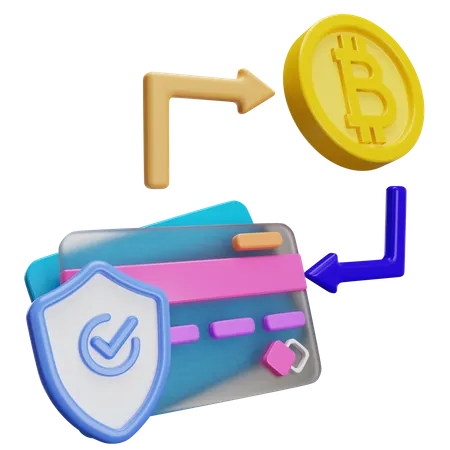 Conversión segura de bitcoins  3D Illustration