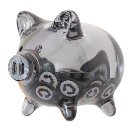 Convex Finance (CVX) Clear Glass Piggy Bank 3D Icon
