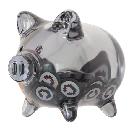 Convex Finance (CVX) Clear Glass Piggy Bank 3D Icon