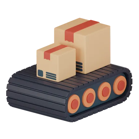 Icon Conveyor Belt Cardboard Boxes Symbolizes Efficient And Automated Transportation Logistics Operations Deliver Goods Use Presentations Website Designs Related Logistics 3 D Render Illustration 3D Icon