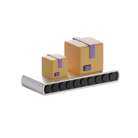 Conveyor Belt With Box  3D Icon