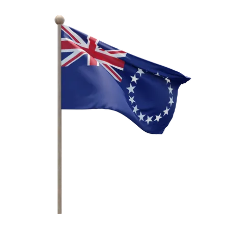 Cook Islands Flag Pole  3D Illustration