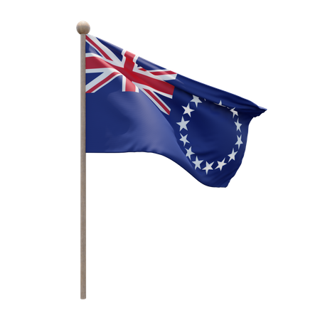 Cook Islands Flagpole 3D Illustration