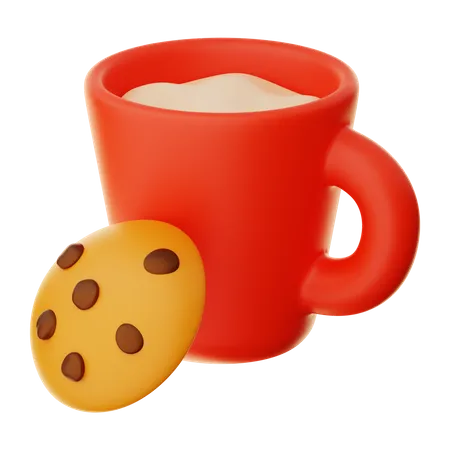 Cookie And Glass Of Milk  3D Icon