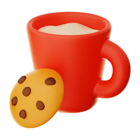 Cookie And Glass Of Milk 3D Icon