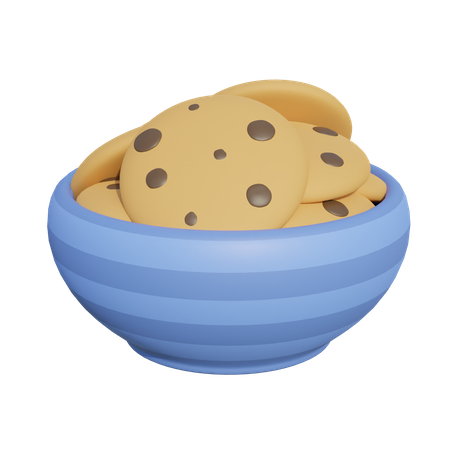 Cookies Bowl 3D Illustration