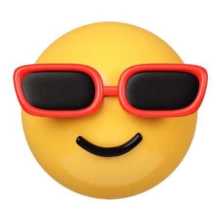 3 D Cool Emoticon Smiling Face With Sunglasses Emoji Happy Smile Person Wearing Dark Glasses Icon Isolated On Gray Background 3 D Rendering Illustration Clipping Path 3D Icon