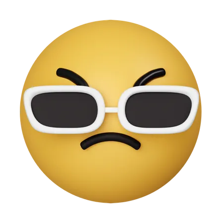 3 D Emoji Face Is Cool In Sunglasses Emoticon Yellow Glossy Color Icon Isolated On Gray Background 3 D Rendering Illustration Clipping Path 3D Icon