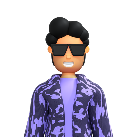 Cool boy wearing sunglasses  3D Illustration