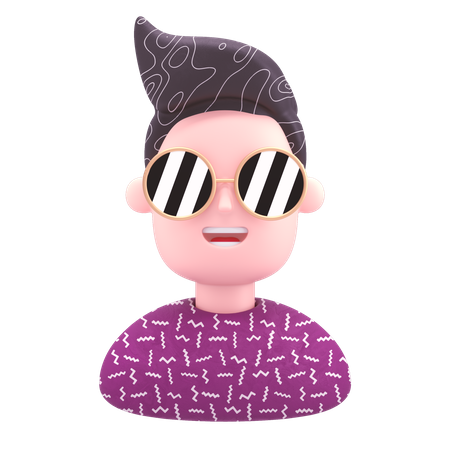 Cool Boy Wearing Sunglasses  3D Illustration