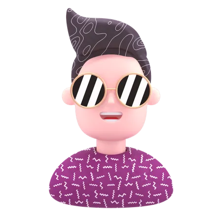 Cool Boy Wearing Sunglasses  3D Illustration