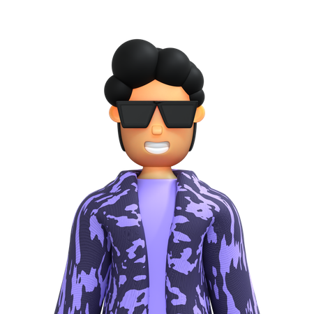 Cool boy wearing sunglasses 3D Illustration