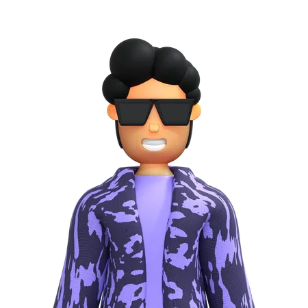 Cool boy wearing sunglasses  3D Illustration