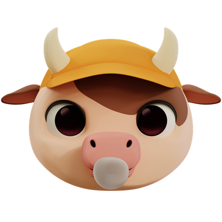 Cool Cute Cow Emoji  3D Icon