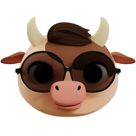 Cool Cute Cow Emoji  3D Icon