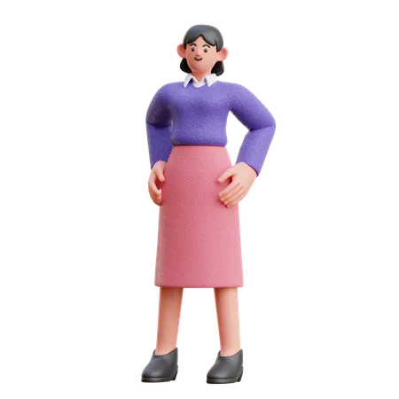 Femme cool en pose debout  3D Illustration