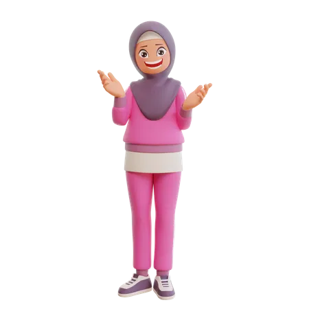 Cool Muslim Girl  3D Illustration