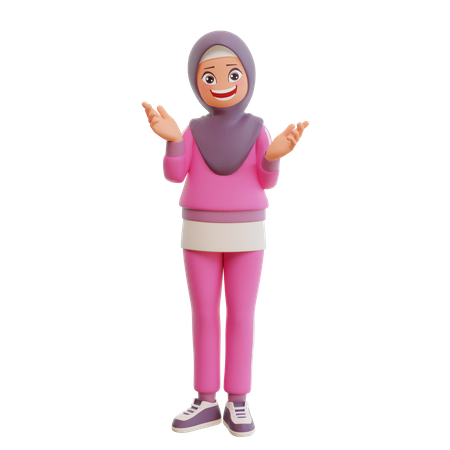 Cool Muslim Girl  3D Illustration