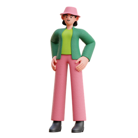 Cool Woman In Standing Pose  3D Icon