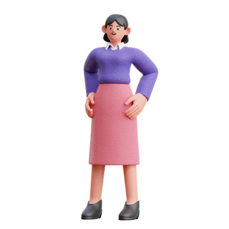 Cool Woman In Standing Pose  3D Icon