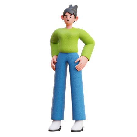 Cool Woman In Standing Pose  3D Illustration