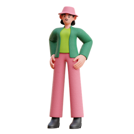 Cool Woman In Standing Pose  3D Illustration