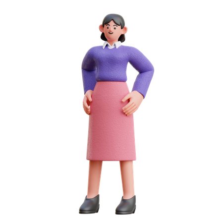 Coole Frau in stehender Pose  3D Illustration