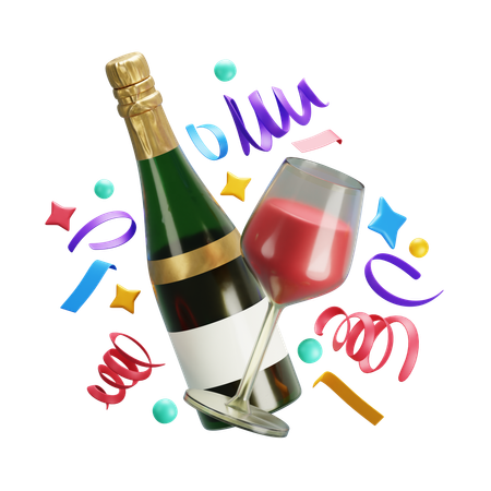 Copa de vino y champagne  3D Icon