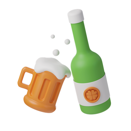 Copo e garrafa de cerveja  3D Icon