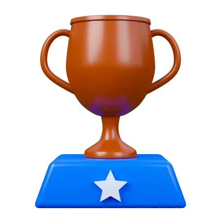 Copper Cup On Podium 3 D Icon 3D Icon