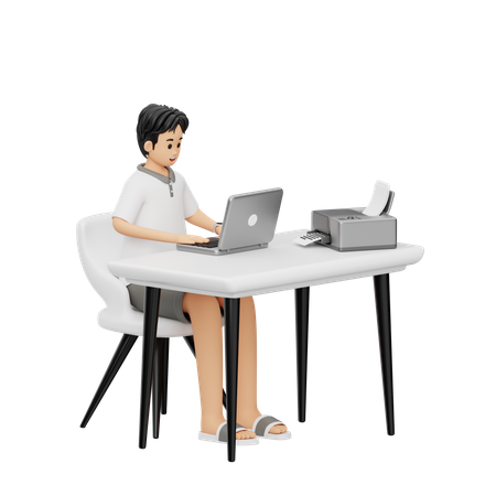 Copywriter Doing Typing  3D Illustration