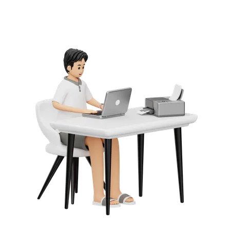 Copywriter Doing Typing  3D Illustration