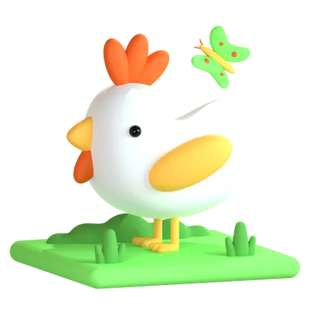 Coq  3D Icon