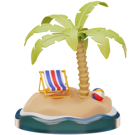 Coqueiro na praia  3D Icon