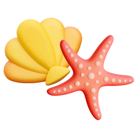 Coquillage et étoile de mer  3D Icon