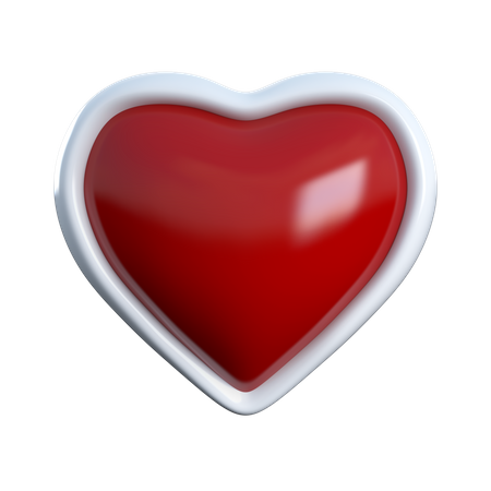 Coração com borda branca  3D Icon