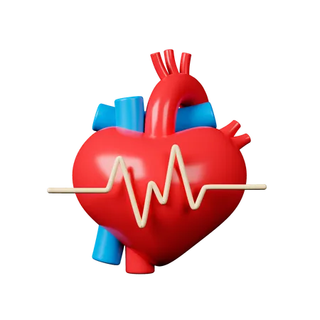 Coração com cardiograma  3D Icon