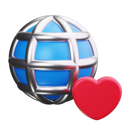 Coração com globo  3D Icon