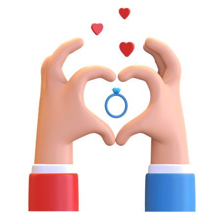 Coração com mãos  3D Icon