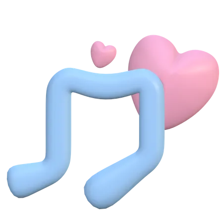 Coração com notas musicais  3D Illustration
