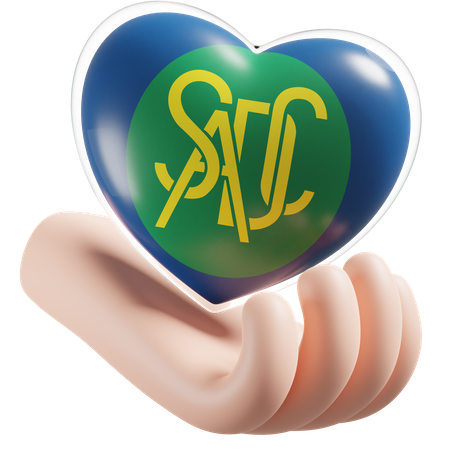 Bandeira de cuidados com as mãos e o coração da comunidade de desenvolvimento da África Austral  3D Icon