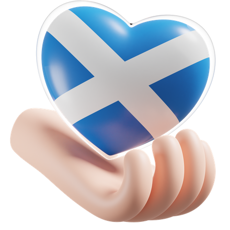 Bandeira da Escócia para cuidados com as mãos e o coração  3D Icon